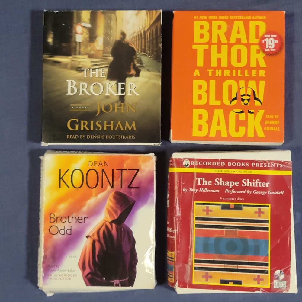 Lot of 4 Adventure Thriller Audiobook CDs Koontz/Thor/Grisham/Hillerman writers